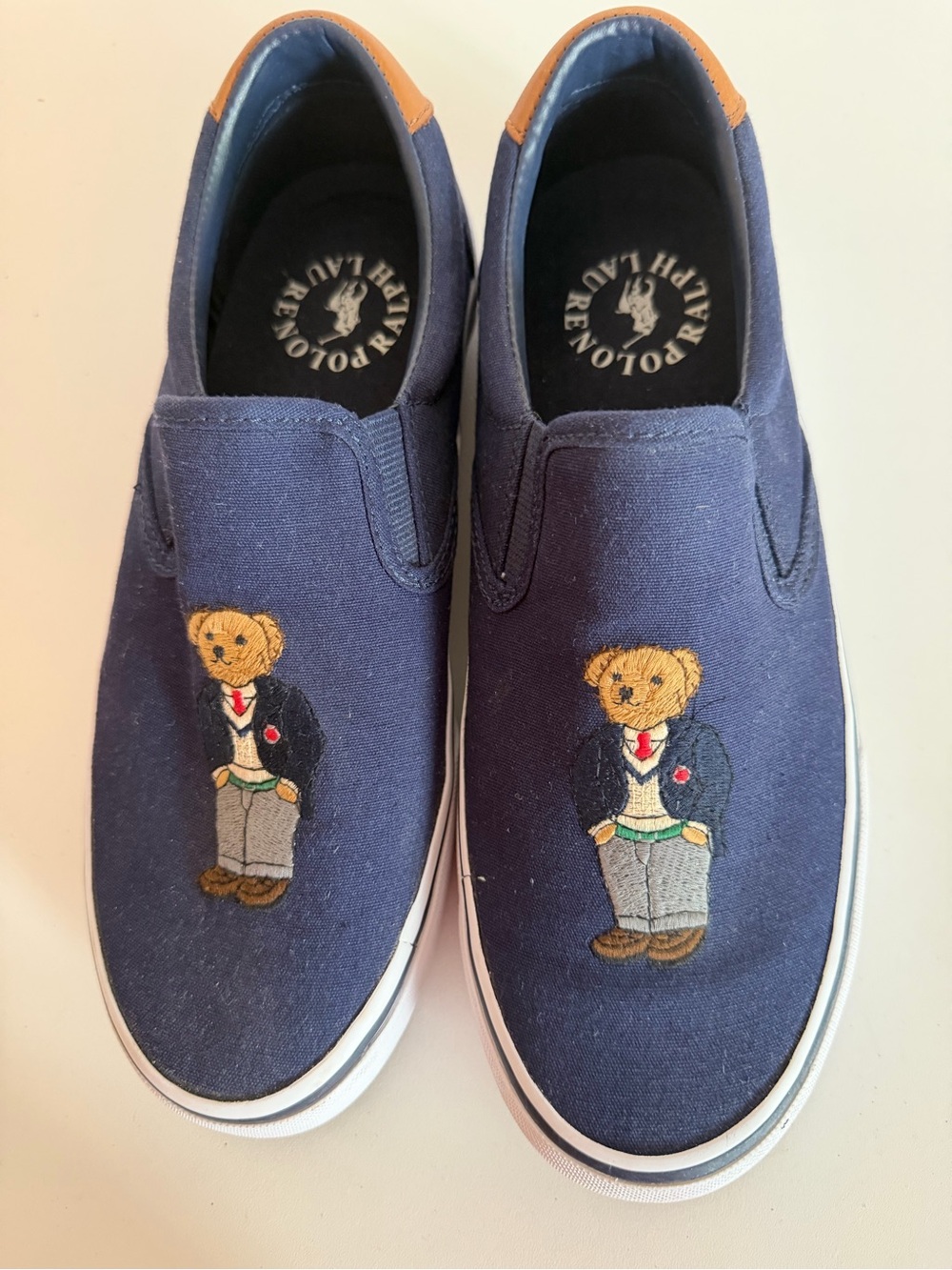 Polo by Ralph Lauren Navy Canvas Slip-On Teddy Bear Sneakers